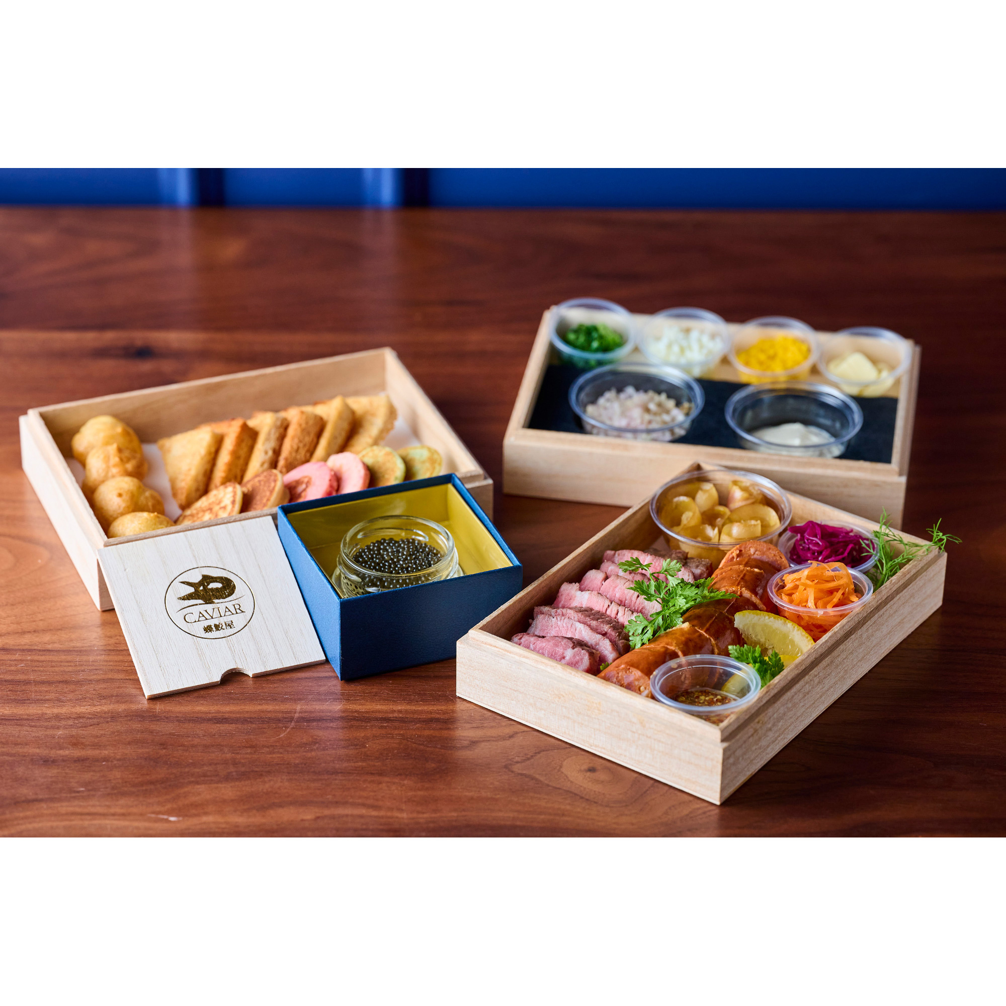 キャビアフラッペBOX　3段（桐箱、手提げ袋付）